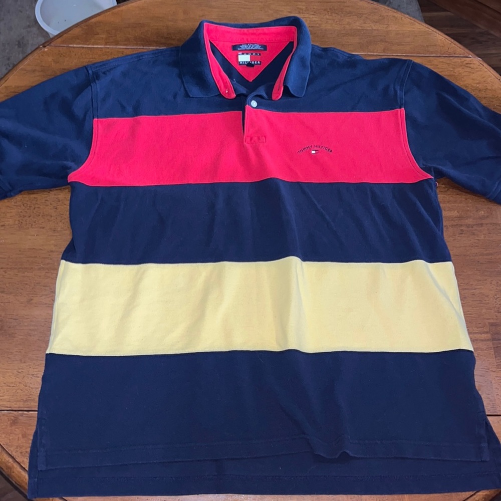 Vintage Tommy Hilfiger polo Size xxl color block - stripes - nice